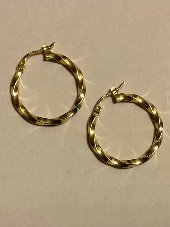 Jewelry - Solid 14K Gold Twisted Hoop Earrings Italy